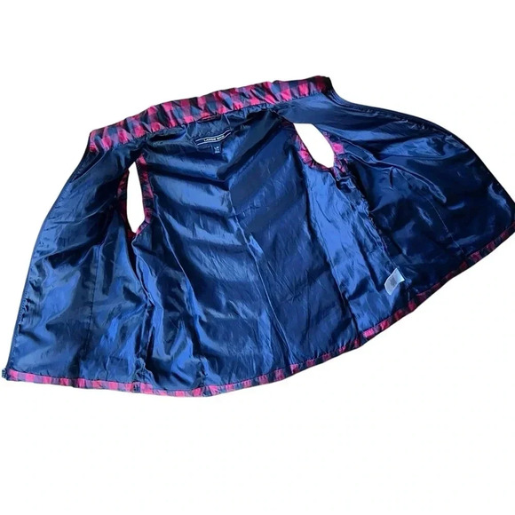 LANDS’ END NWOT DOWN VEST NAVY & RED BUFFALO PLAID POCKETS | SIZE: L / PETITE - Picture 5 of 9